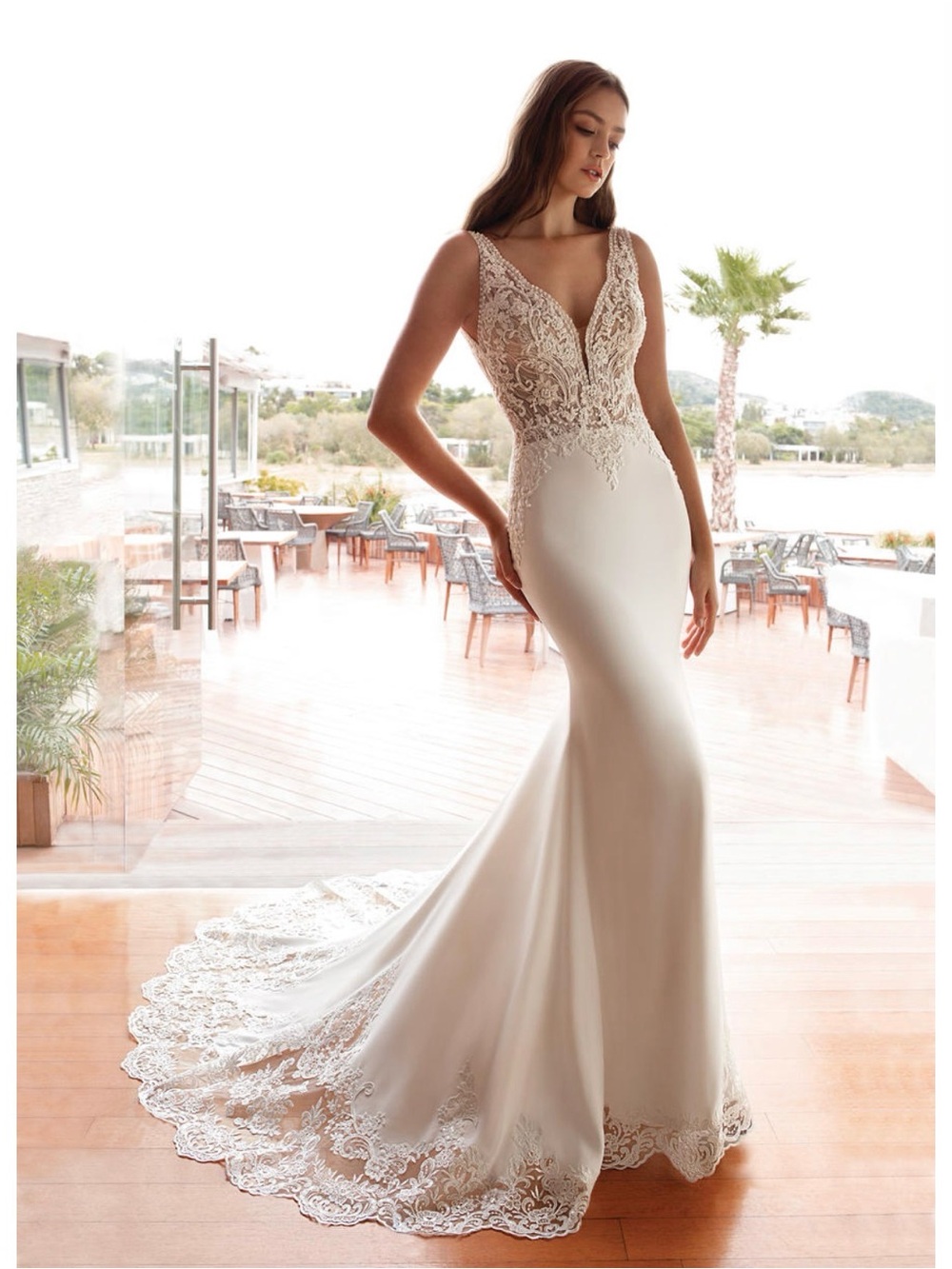 NEW with tags: Romantic Cosmobella Milano Wedding Dress Style 8028; Size 8 Ivory